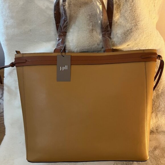 Leather Tote - Tan and Deep Brown Trim - J.Jill - Picture 2 of 2